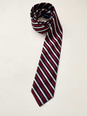 Façonnable Striped Red, Navy & White Men's Silk Tie